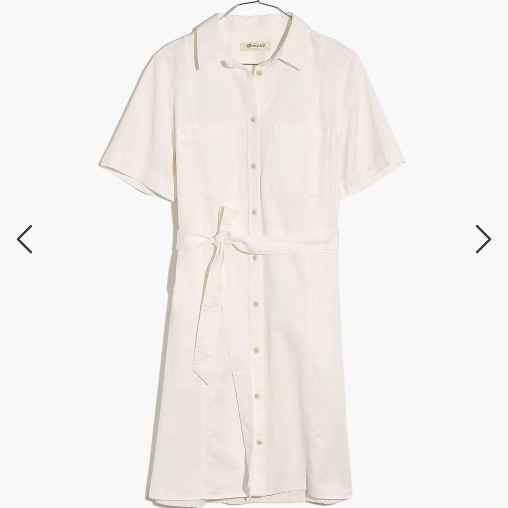 Madewell Denim Seamed Courier Tie-Waist Shirtdress